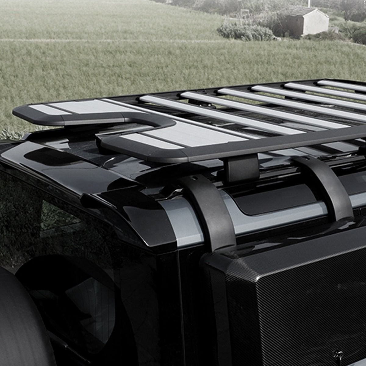 TITANSCHILD – Dachkorb Gepäckträger Aluminium für Defender 90/110/130 - Seitenansicht