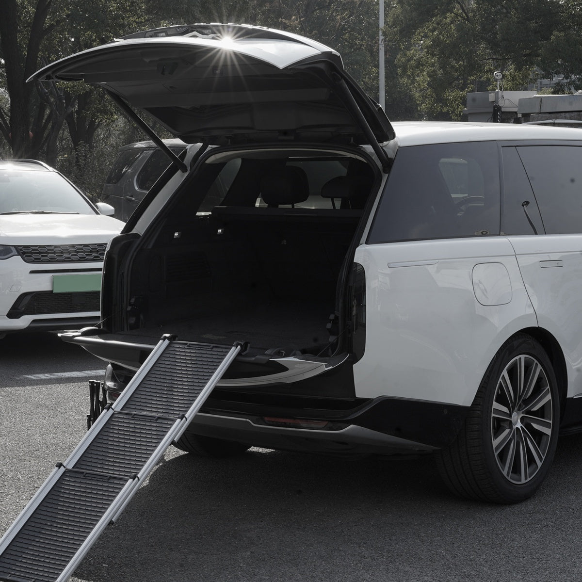 TITANSCHILD – Aluminium-Heckleiter klappbar für Range Rover - Seitenansicht