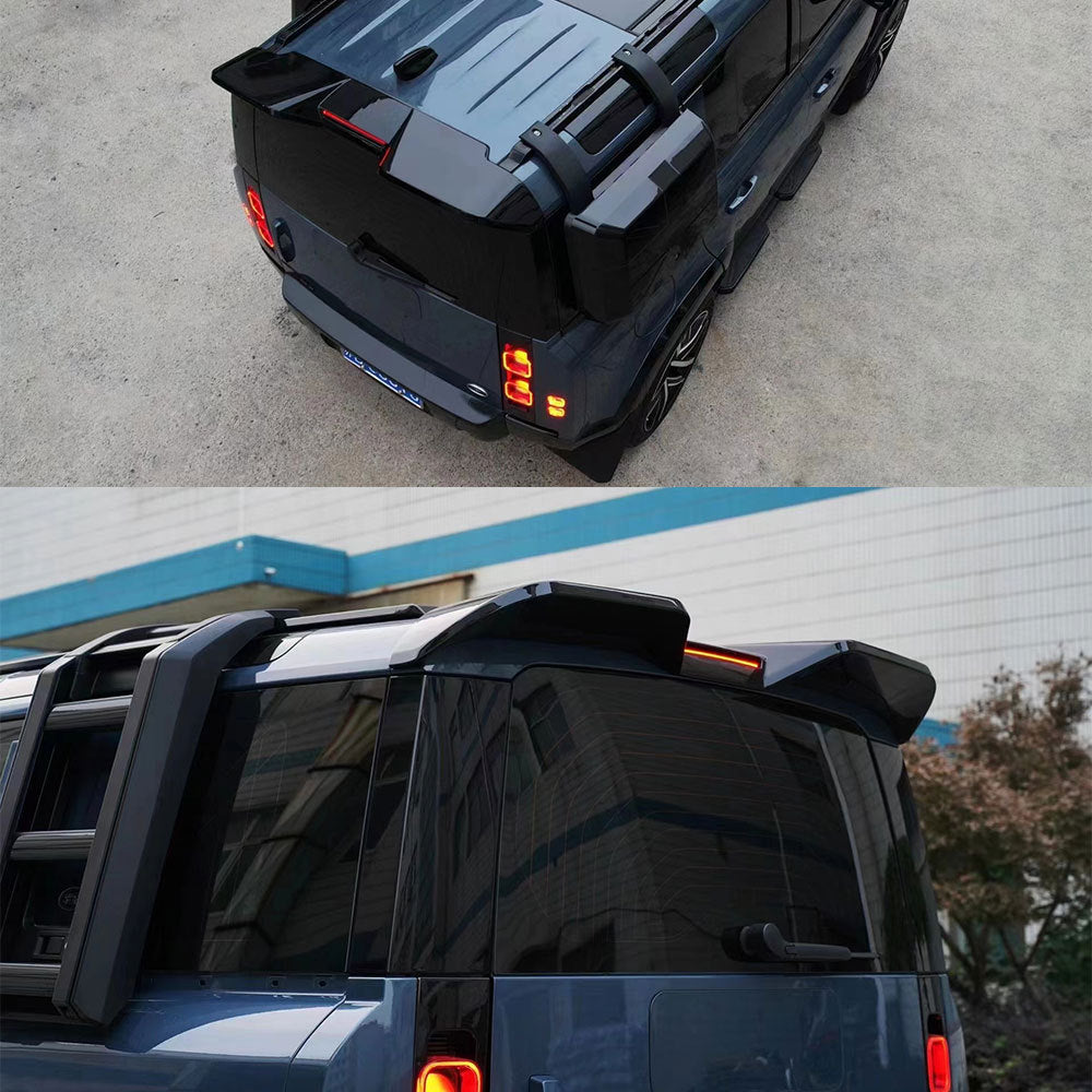 TITANSCHILD – Heckspoiler in Glanzschwarz für Land Rover Defender - Seitenansicht